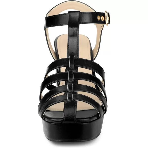 Allegra K Women's Gladiator Platform Square Toe T-Strap Chunky Heel Fisherman Sandals