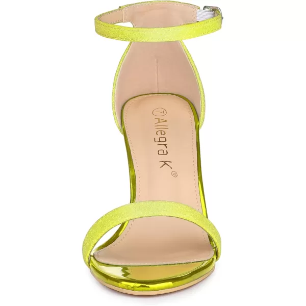 Allegra K Women's Glitter Ankle Strap Chunky Heels Sandals