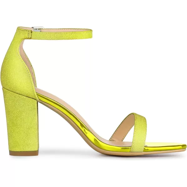 Allegra K Women's Glitter Ankle Strap Chunky Heels Sandals