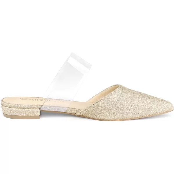 Allegra K Women's Glitter Clear Strap Flat Mules