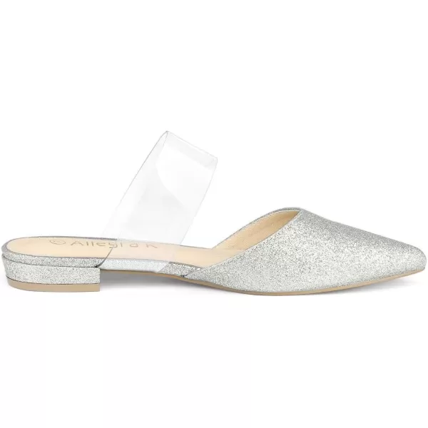 Allegra K Women's Glitter Clear Strap Flat Mules