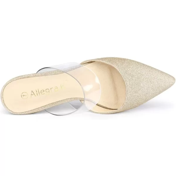 Allegra K Women's Glitter Clear Strap Flat Mules