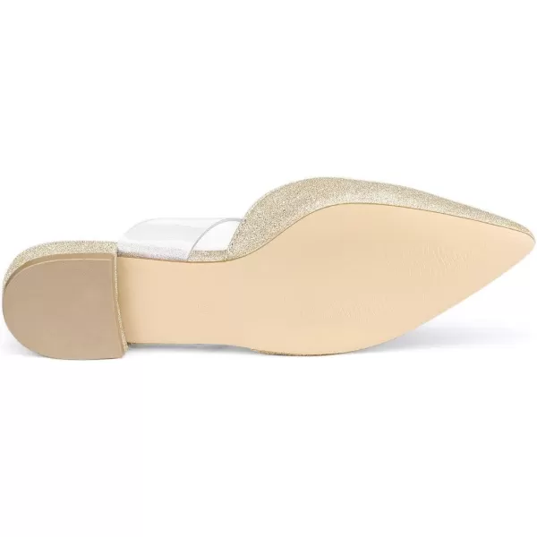 Allegra K Women's Glitter Clear Strap Flat Mules