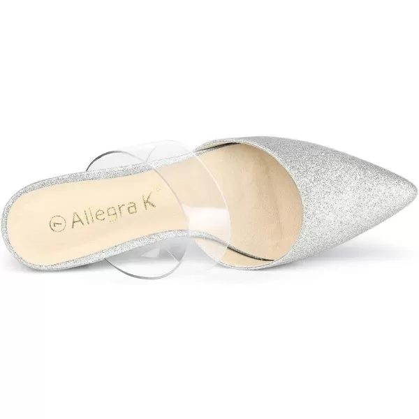 Allegra K Women's Glitter Clear Strap Flat Mules