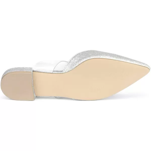 Allegra K Women's Glitter Clear Strap Flat Mules