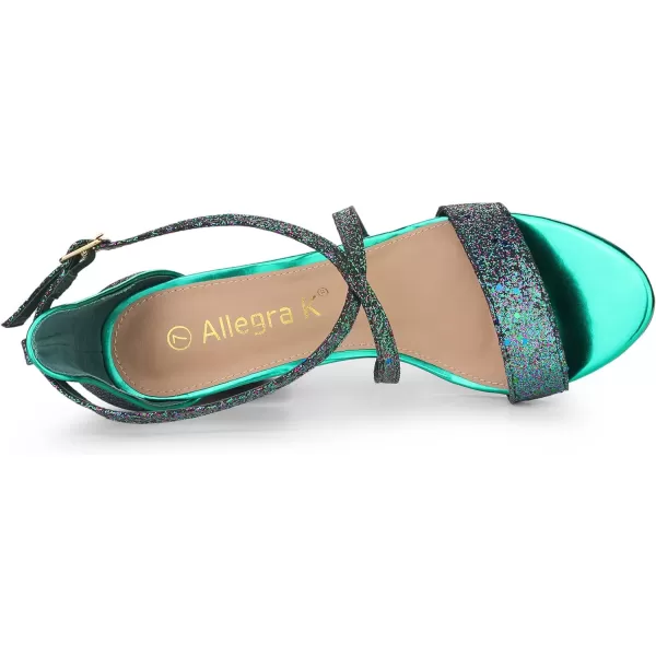 Allegra K Women's Glitter Crisscross Strap Block Heels Sandals