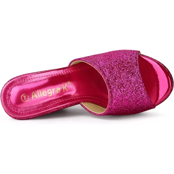 Allegra K Women's Glitter Platform Slip on Wedge Heels Sandals