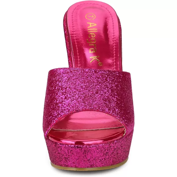 Allegra K Women's Glitter Platform Slip on Wedge Heels Sandals