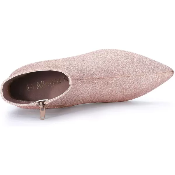 Allegra K Women's Glitter Pointed Toe Chunky Heel Ankle Boots