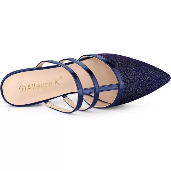 Allegra K Women's Glitter Pointed Toe Flat Mules