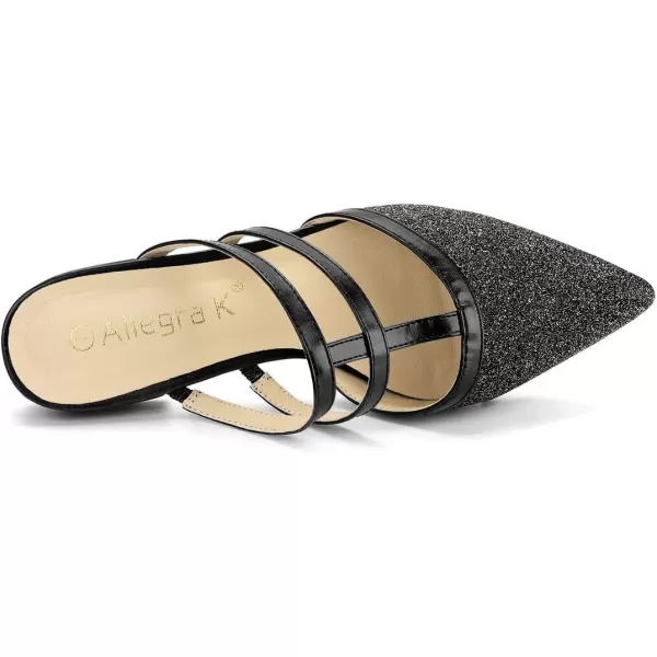 Allegra K Women's Glitter Pointed Toe Flat Mules