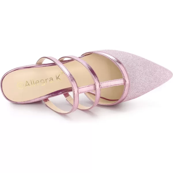 Allegra K Women's Glitter Pointed Toe Flat Mules