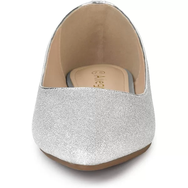 Allegra K Women's Glitter Pointed Toe Slip on Ballet Flats Shoes