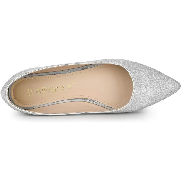 Allegra K Women's Glitter Pointed Toe Slip on Ballet Flats Shoes