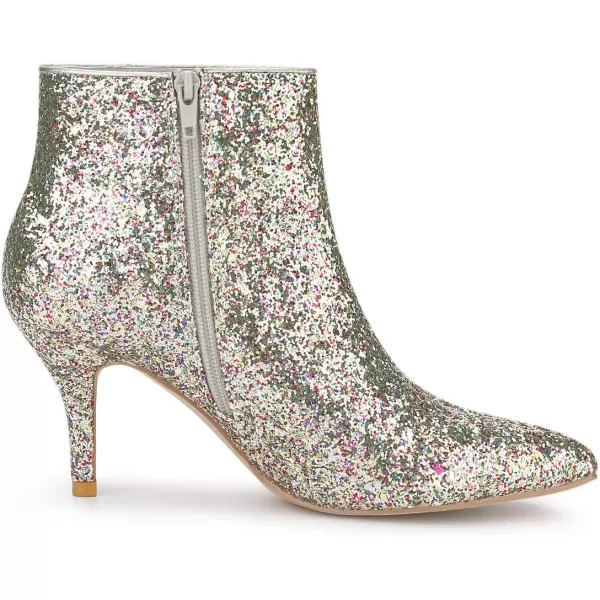 Allegra K Women's Glitter Pointed Toe Stiletto Heel Ankle Boots