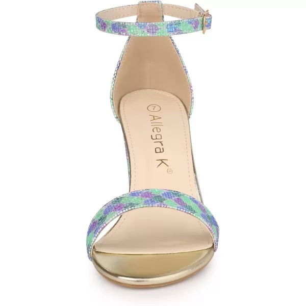 Allegra K Women's Gradient Glitter Heels Chunky Heels Sandals