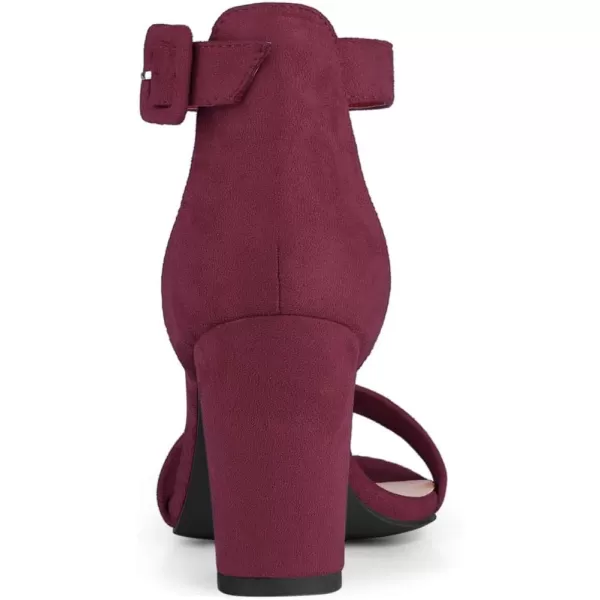 Allegra K Women's High Chunky Heel Buckle Ankle Strap Sandals