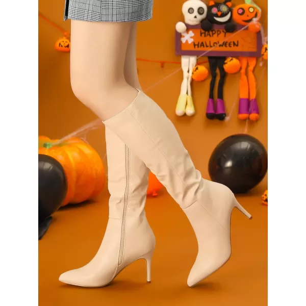 Allegra K Women's High Heels Pointed Toe Stiletto Heel Knee High Boots