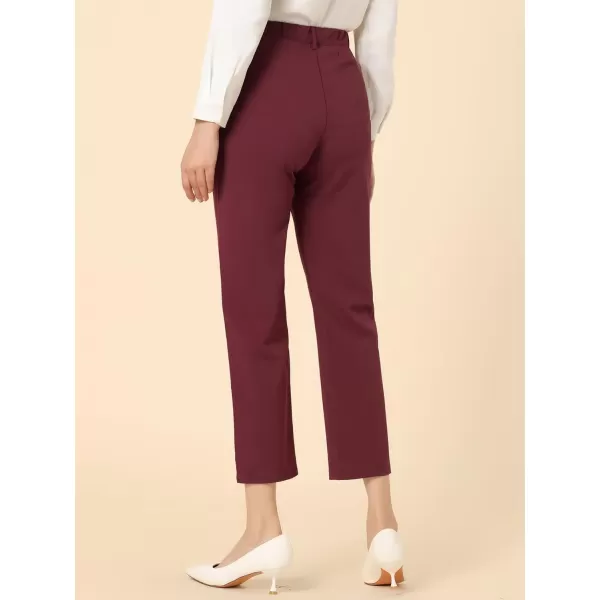 Allegra K Women's High Waist Elastic Back Office Work Ankle Pants