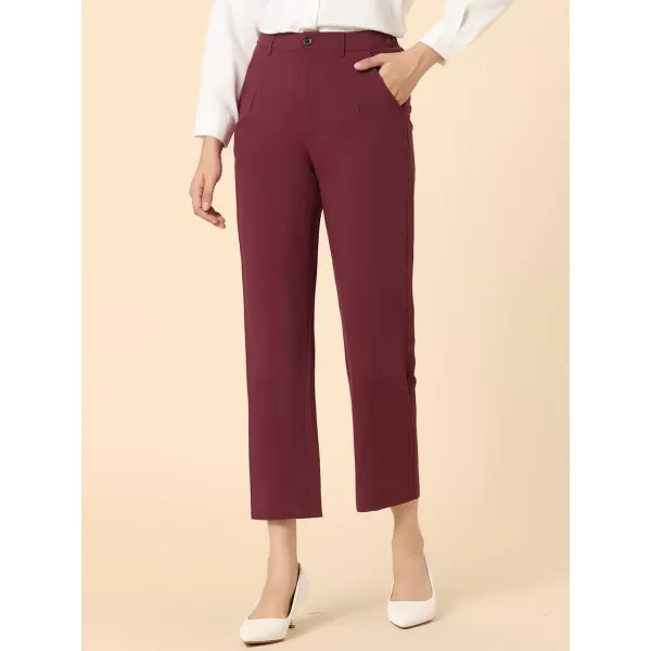 Allegra K Women's High Waist Elastic Back Office Work Ankle Pants