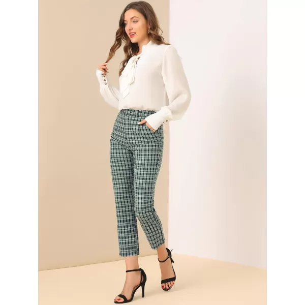 Allegra K Women's High Waist Elastic Back Office Work Ankle Pants