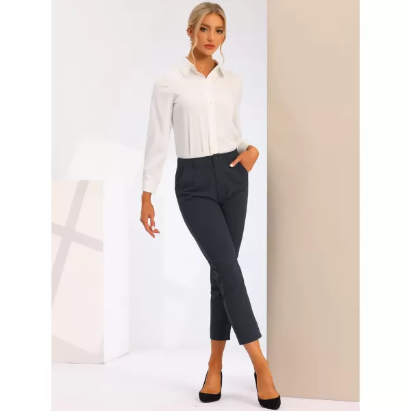 Allegra K Women's High Waist Elastic Back Office Work Ankle Pants