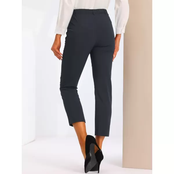 Allegra K Women's High Waist Elastic Back Office Work Ankle Pants