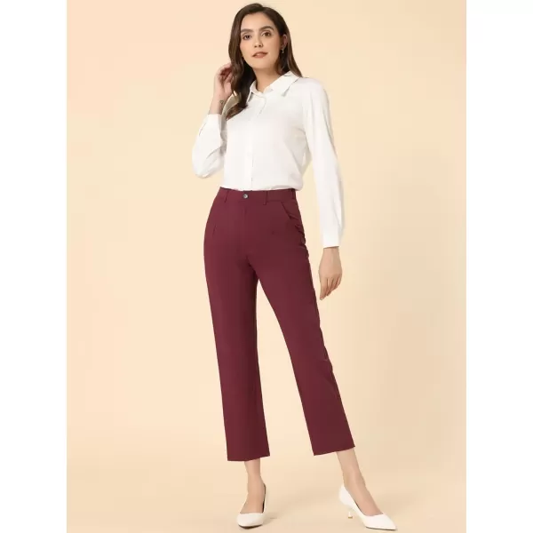 Allegra K Women's High Waist Elastic Back Office Work Ankle Pants