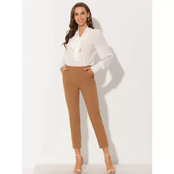 Allegra K Women's High Waist Elastic Back Office Work Ankle Pants