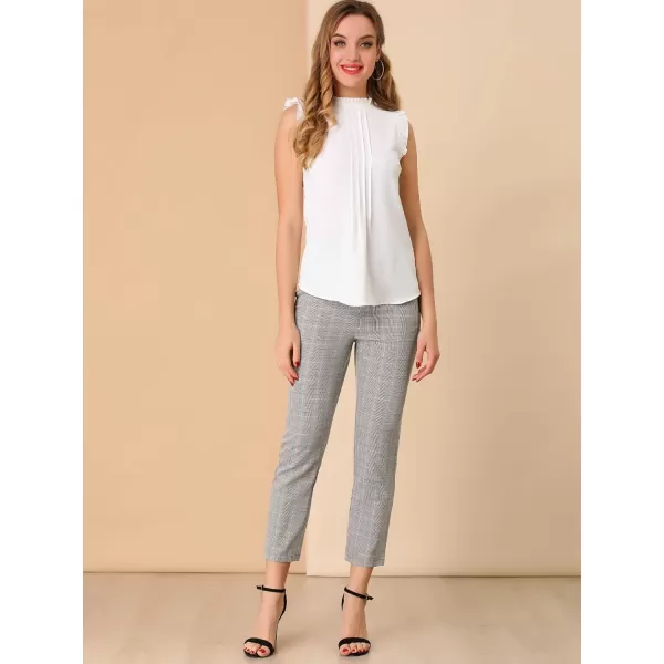 Allegra K Women's High Waist Elastic Back Office Work Ankle Pants