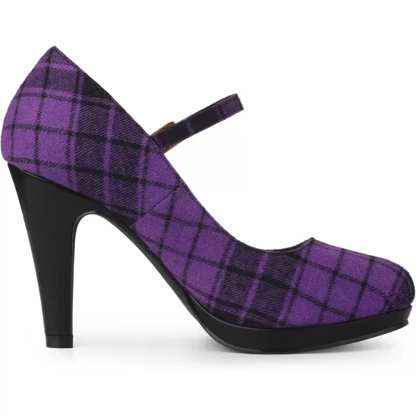 Allegra K Women's Houndstooth Platform Stiletto Heels Mary Janes Pumps