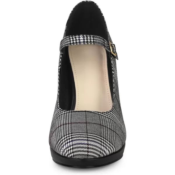 Allegra K Women's Houndstooth Platform Stiletto Heels Mary Janes Pumps