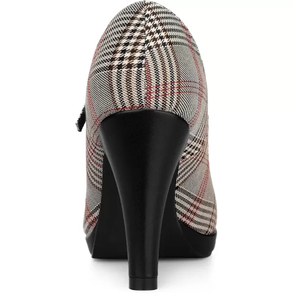 Allegra K Women's Houndstooth Platform Stiletto Heels Mary Janes Pumps