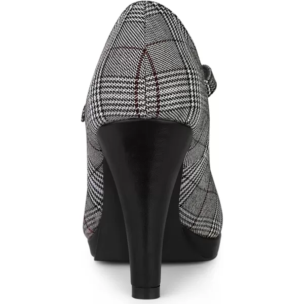 Allegra K Women's Houndstooth Platform Stiletto Heels Mary Janes Pumps