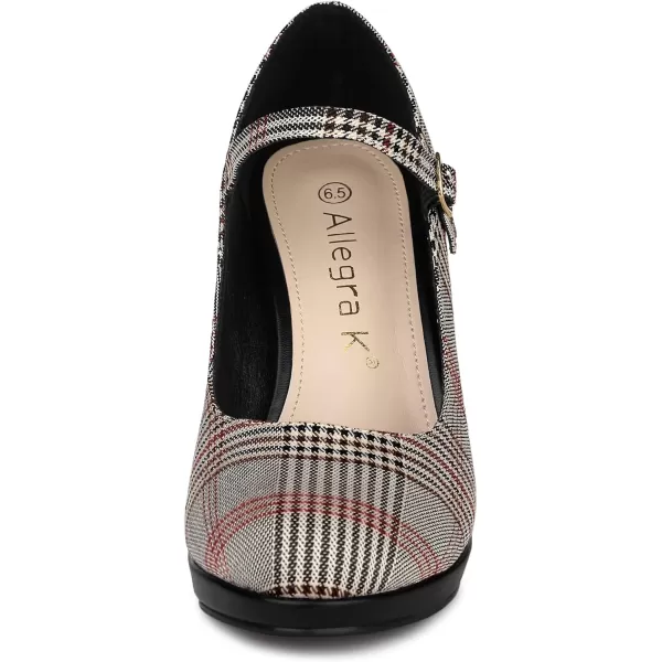 Allegra K Women's Houndstooth Platform Stiletto Heels Mary Janes Pumps