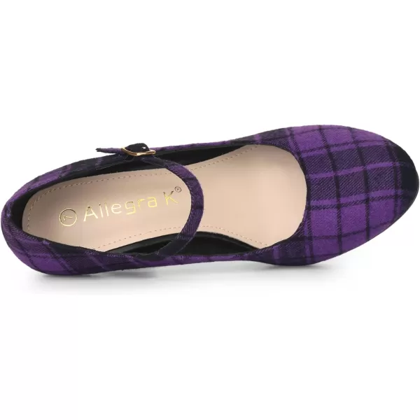 Allegra K Women's Houndstooth Platform Stiletto Heels Mary Janes Pumps