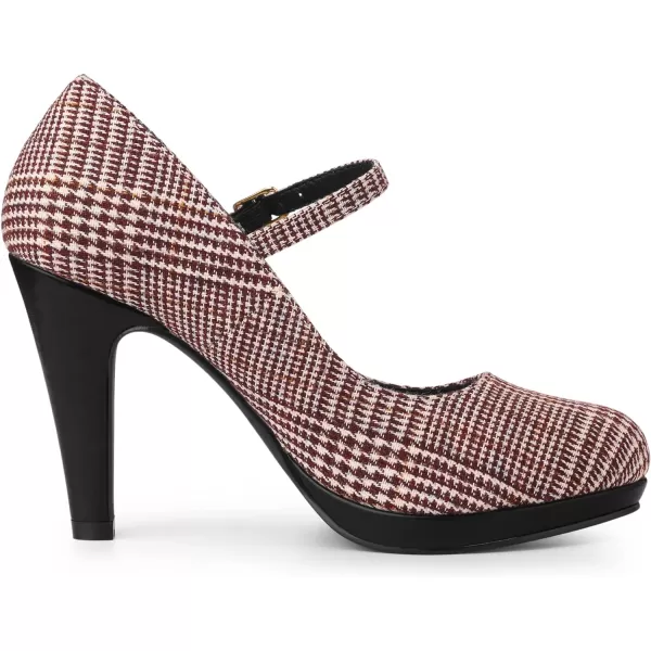 Allegra K Women's Houndstooth Platform Stiletto Heels Mary Janes Pumps