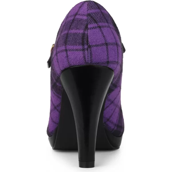 Allegra K Women's Houndstooth Platform Stiletto Heels Mary Janes Pumps