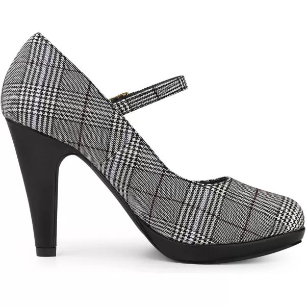 Allegra K Women's Houndstooth Platform Stiletto Heels Mary Janes Pumps