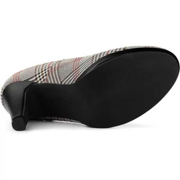 Allegra K Women's Houndstooth Platform Stiletto Heels Mary Janes Pumps