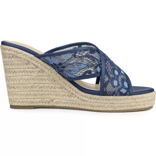 Allegra K Women's Lace Crisscross Strap Slide Wedges Wedge Espadrilles Sandals