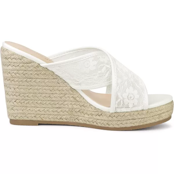 Allegra K Women's Lace Crisscross Strap Slide Wedges Wedge Espadrilles Sandals