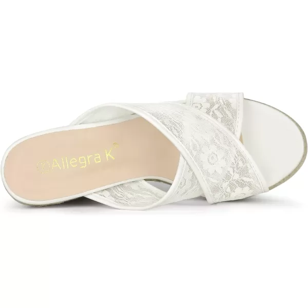 Allegra K Women's Lace Crisscross Strap Slide Wedges Wedge Espadrilles Sandals