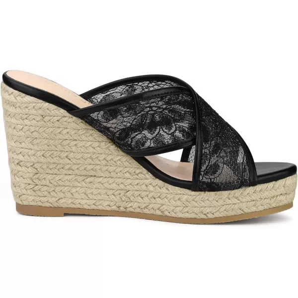 Allegra K Women's Lace Crisscross Strap Slide Wedges Wedge Espadrilles Sandals