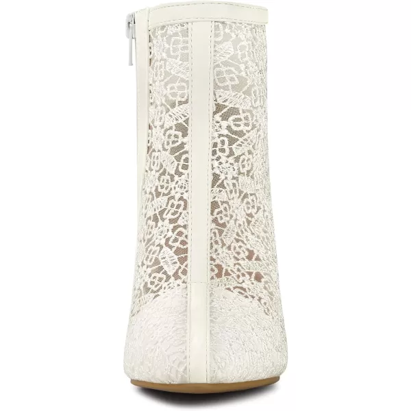 Allegra K Women's Lace Mesh Floral Embroidered Stiletto Heels Ankle Boots