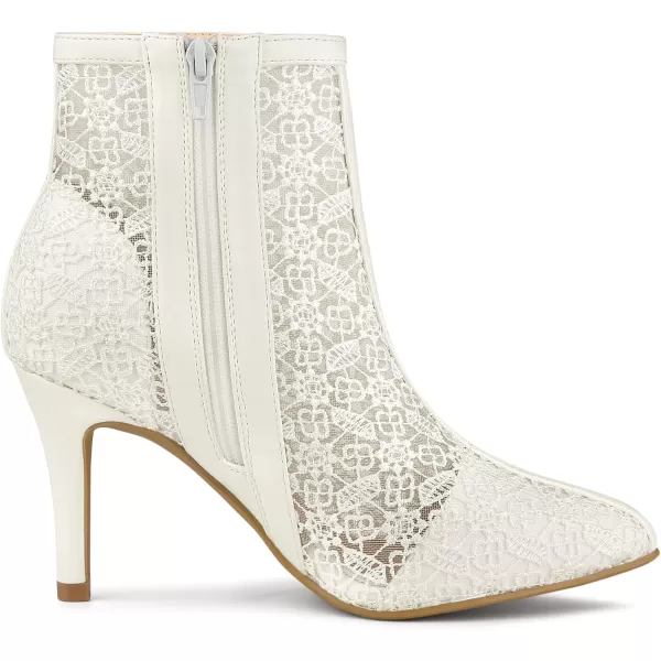 Allegra K Women's Lace Mesh Floral Embroidered Stiletto Heels Ankle Boots