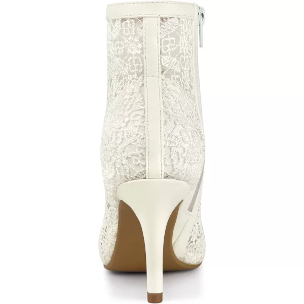 Allegra K Women's Lace Mesh Floral Embroidered Stiletto Heels Ankle Boots