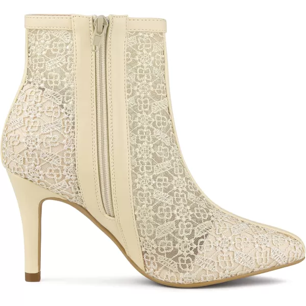 Allegra K Women's Lace Mesh Floral Embroidered Stiletto Heels Ankle Boots