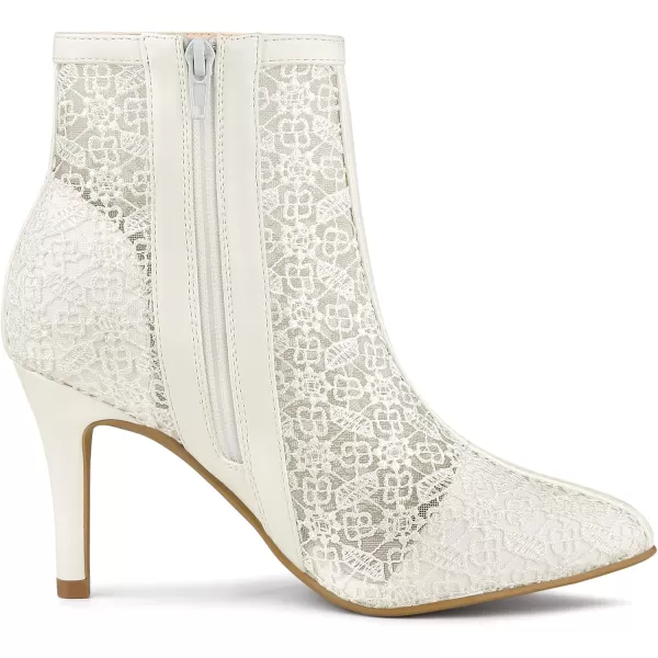 Allegra K Women's Lace Mesh Floral Embroidered Stiletto Heels Ankle Boots