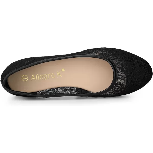 Allegra K Women's Lace Mesh Floral Round Toe Slip on Breathable Ballet Flats